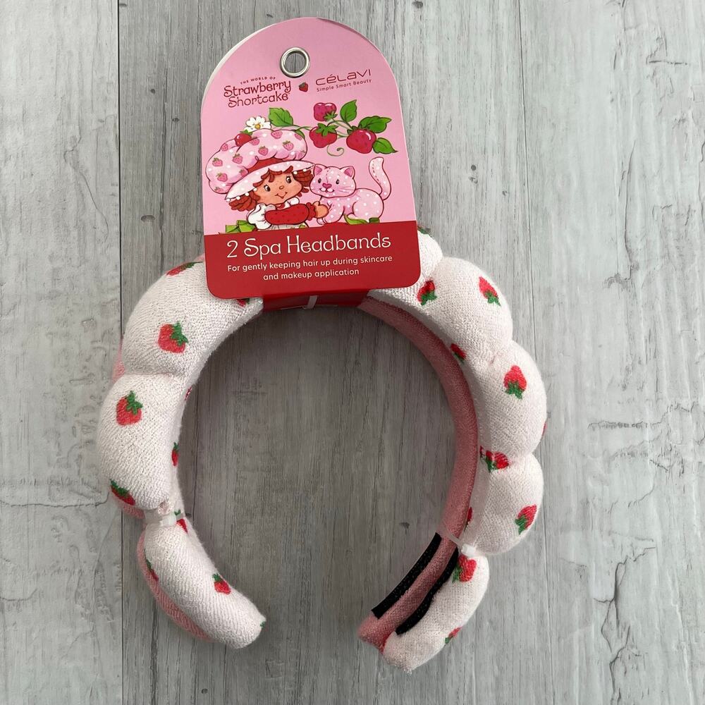 Celavi X Strawberry Shortcake Spa Sponge Bubbled Handmade Headbands 2 Pack